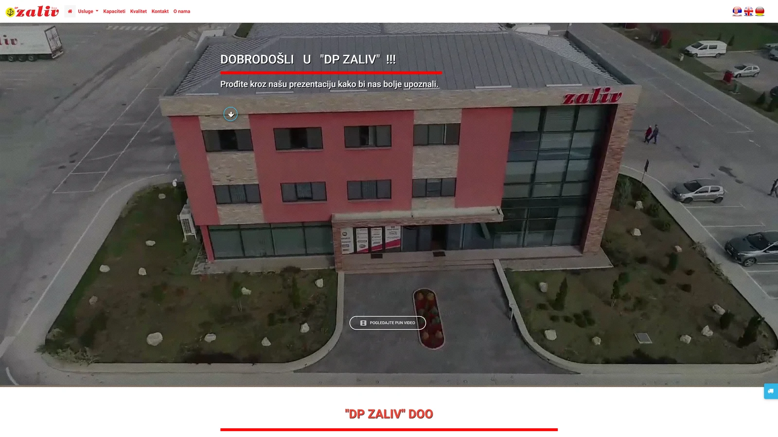 Prethodni sajt DP Zaliva sa zgradom kompanije u uvodnom delu