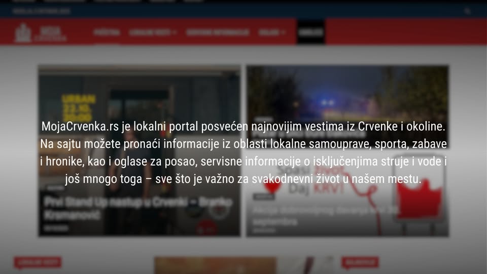 Predstavljanje portala MojaCrvenka.rs: lokalne vesti, servisne informacije i sadržaji iz Crvenke i okoline